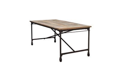 Mesa de tapicero de madera de olmo antiguo