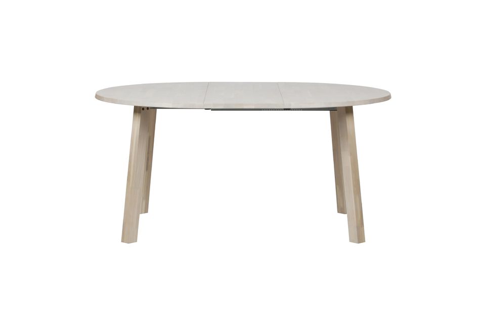 Esta mesa redonda tiene cuatro patas cuadradas de 6 cm de grosor y 71,9 cm de alto