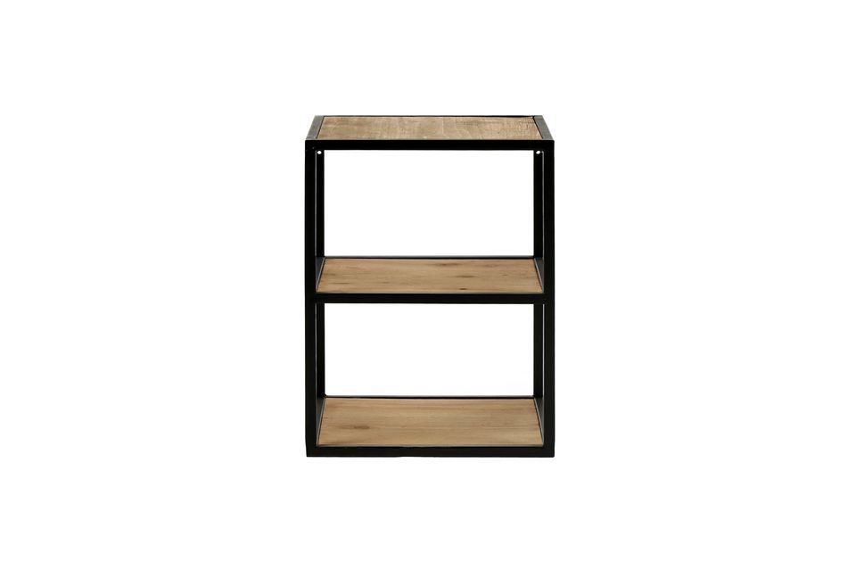Pequeño gabinete de madera y metal de 3 niveles