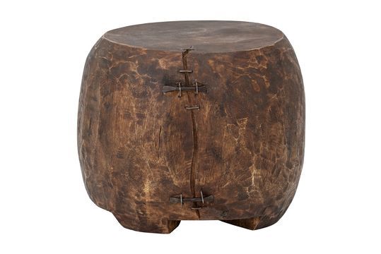 Mesa pedestal de mango marrón Taïs