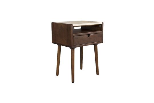 Mesita de noche de madera beige Arda Clipped