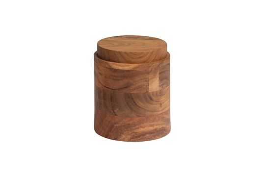 Olla grande con tapa de madera de acacia Beige ópalo
