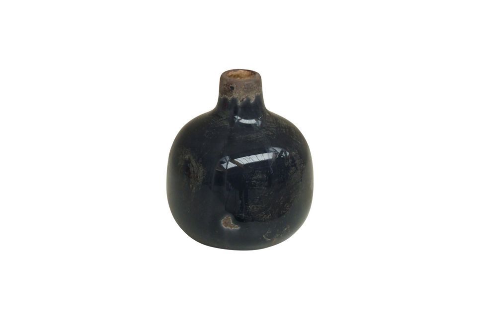 Pequeño jarrón de cerámica gris-negro Agujero - 3