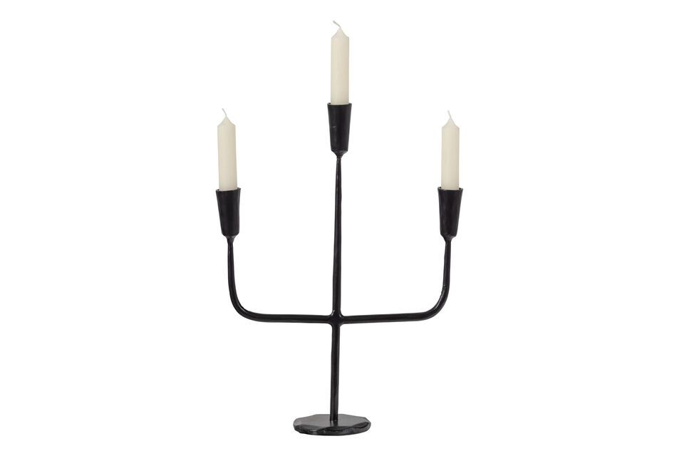 Portavelas de metal con 3 velas negras Sean Woood - 40cm