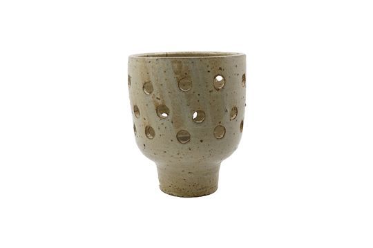Portavelas grande de gres beige Artist Clipped