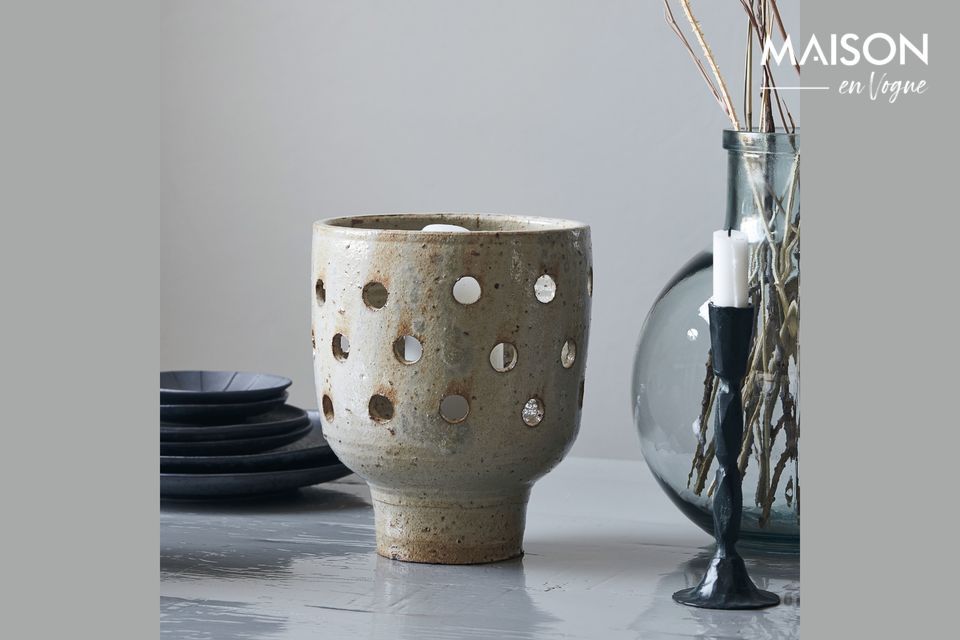 Portavelas grande de gres beige Artist House Doctor