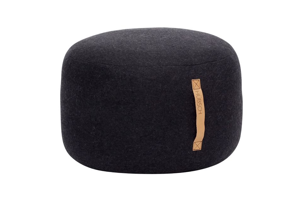 Puff de tela negra Kubu Hübsch