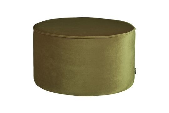 Puff redondo de terciopelo verde oliva Sara