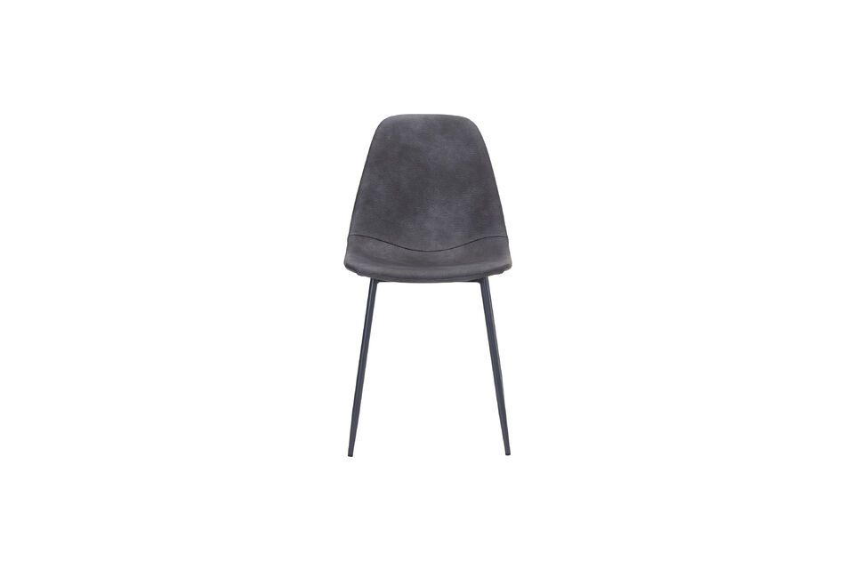 Esta silla es muy cómoda gracias a su asiento de poliéster en un elegante color gris antiguo