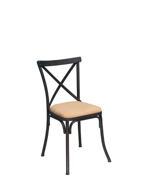 Esta bonita silla de estilo antiguo tiene un marco de hierro lacado negro antiguo para subrayar el