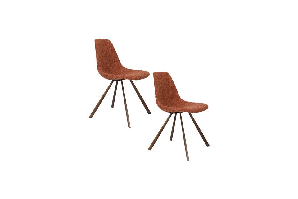 Silla de tela bouclé ocre Franky - 9