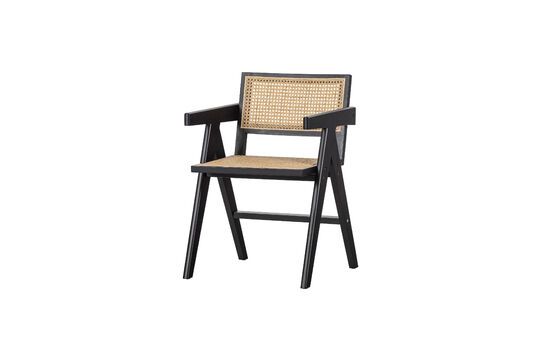 Silla Gunn de ratán y madera negra Clipped