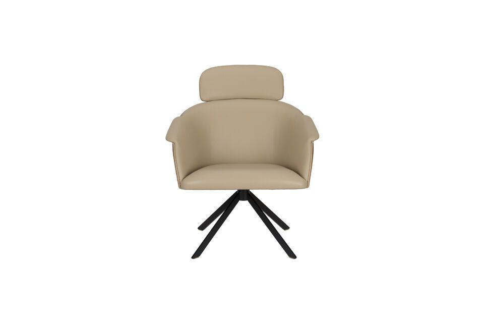 Su elegante silueta presenta un respaldo curvado de nogal