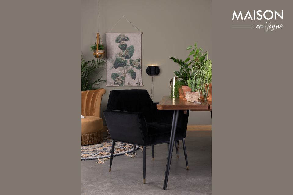 Sillón de terciopelo negro Kate Dutch Bone