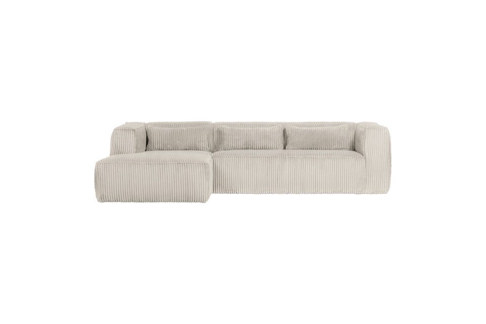 Este sofá de 5 plazas Bean de esquina izquierda acanalado en gris claro invita a relajarse y