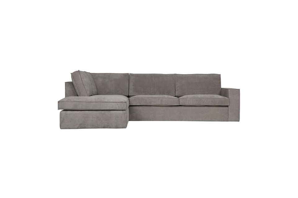 Sofá con chaise longue a la izquierda en pana gris Thomas Woood