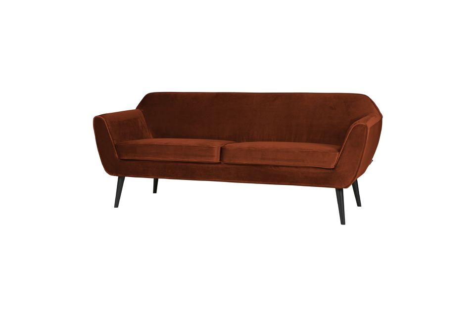 Este elegante sofá de 3 plazas en terciopelo dorado terracota es el toque final para su interior