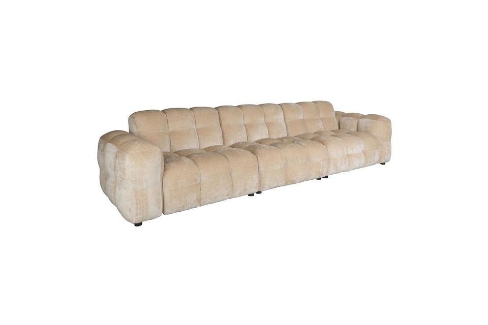 Sofá de 4 plazas de tela beige Hackman - 8