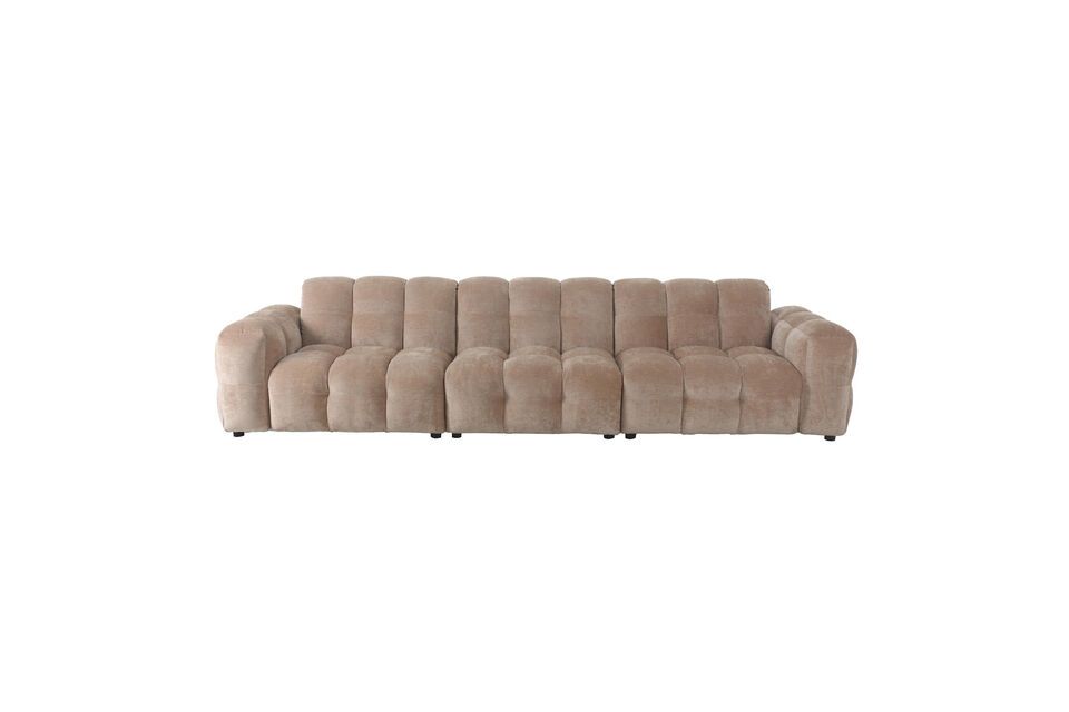 Sofá de 4 plazas de tela beige Hackman - 9