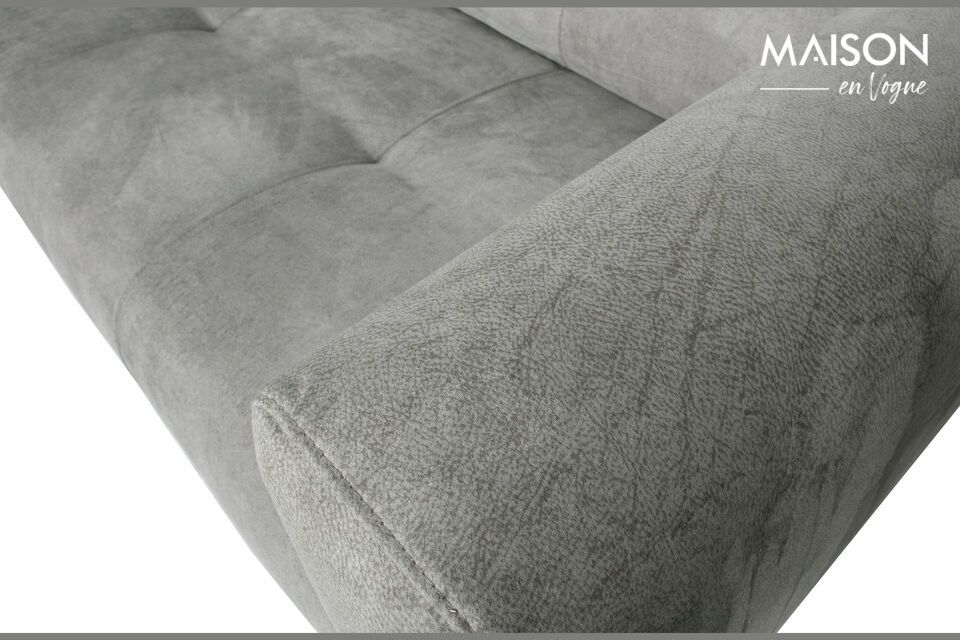 Sofá de 4 plazas en tejido gris claro Skin - 7