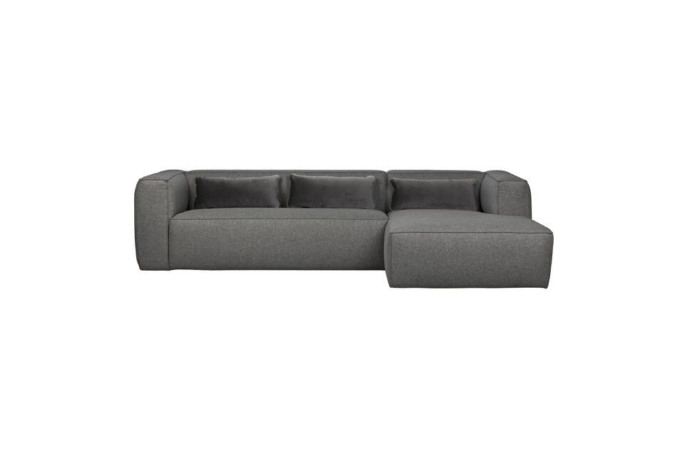 El sofá esquinero derecho de 5 plazas en tejido gris Bean ofrece una superficie de asiento muy