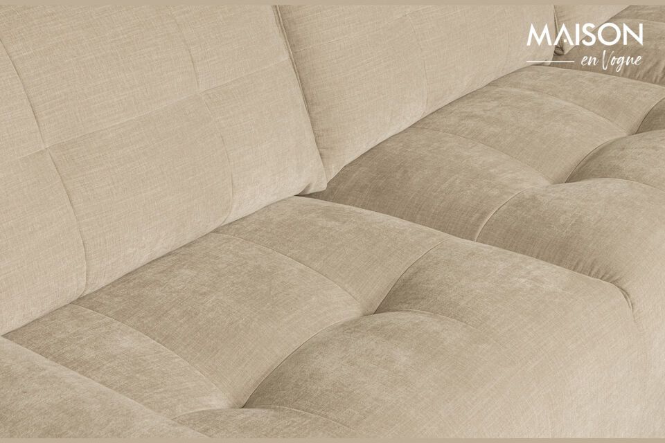 Descubra el sofá esquinero derecho de tela beige Bar