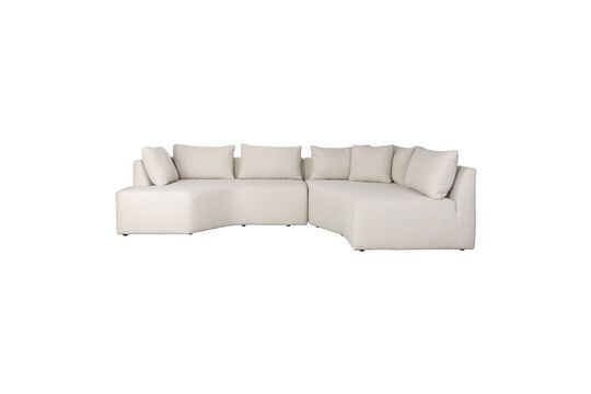 Sofá esquinero derecho de 5 plazas de poliéster beige Prosper Clipped