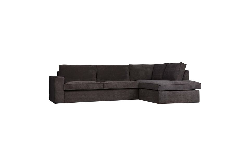 El sofá esquinero de 3 plazas Thomas WOOOD en color gris oscuro a la derecha (si estás frente al