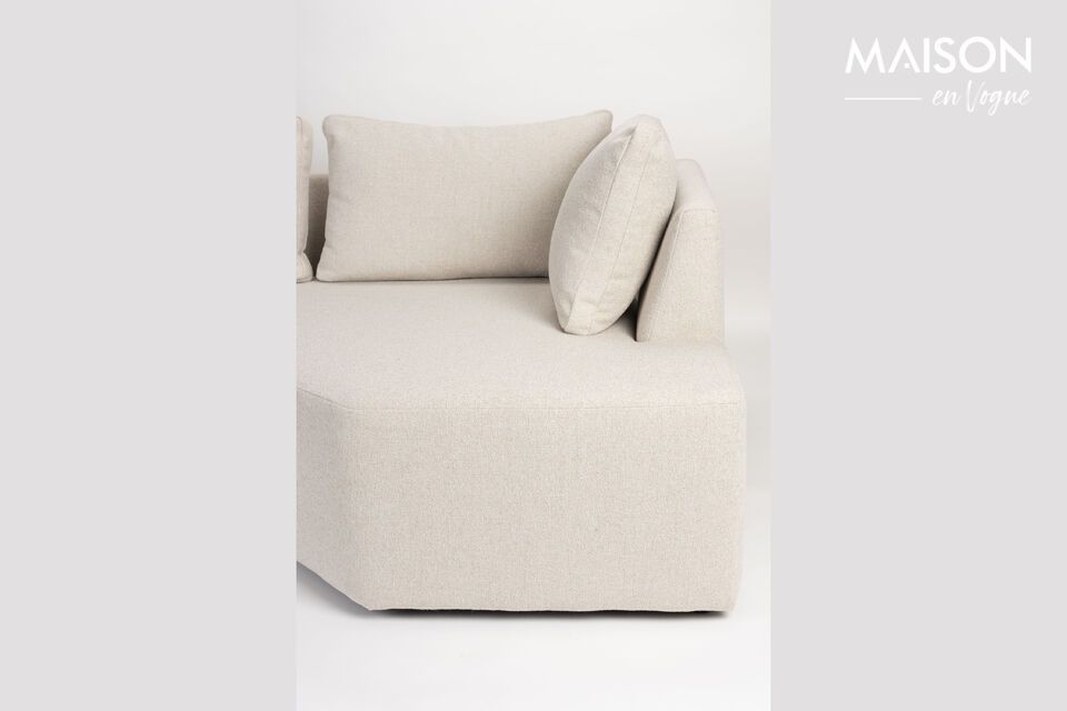 Sofá esquinero izquierdo de 5 plazas de tela beige Prosper - 9