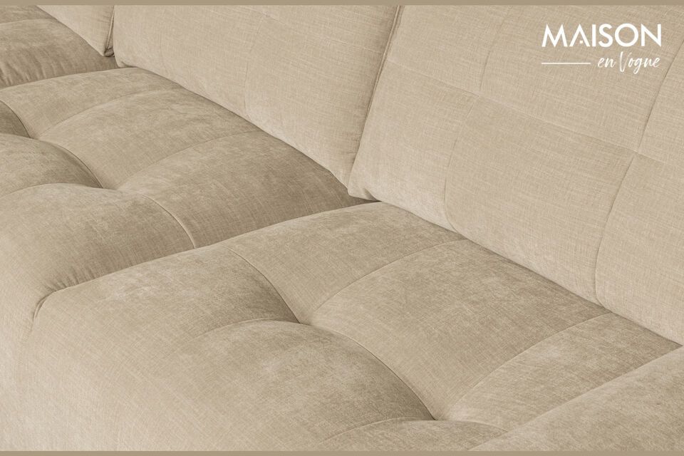 Sofá esquinero con reposacabezas y apoyabrazos ajustables en forma de L de  tela beige Norrea