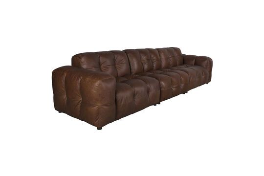 Sofá modular de 4 plazas de cuero marrón Hackman Clipped