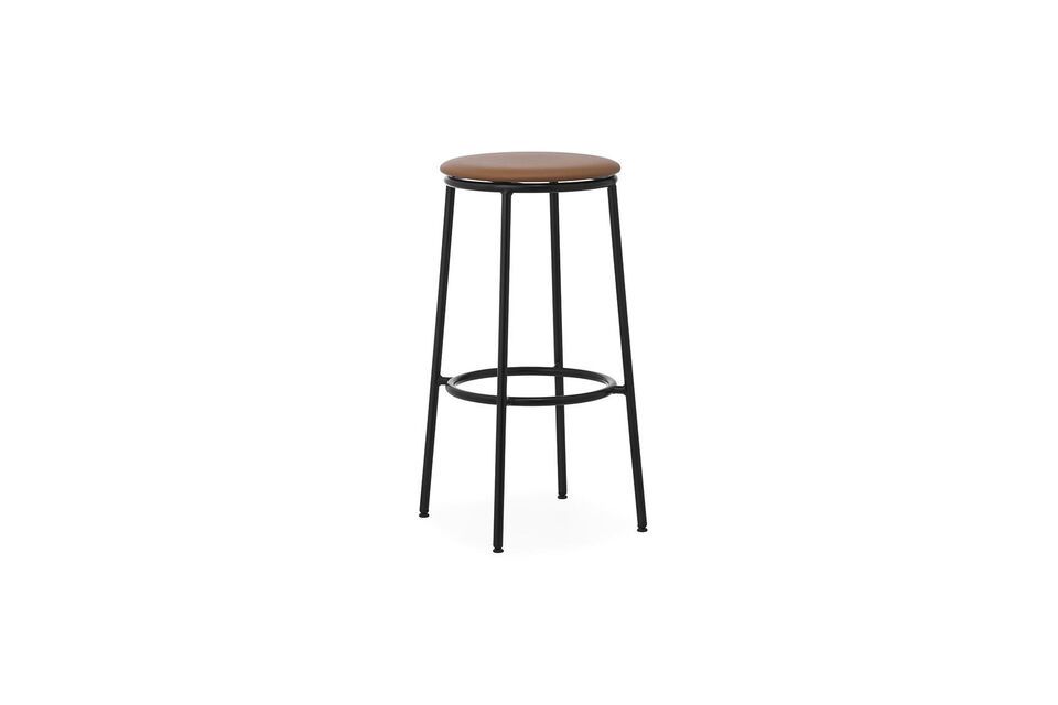 Taburete de bar de acero y cuero marrón 75cm Circa Normann Copenhagen