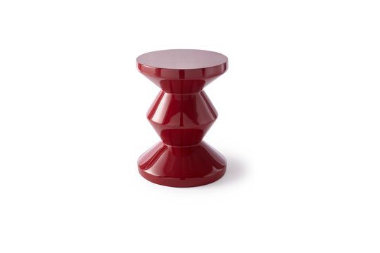 Taburete de fibra de vidrio rojo burdeos zig zag