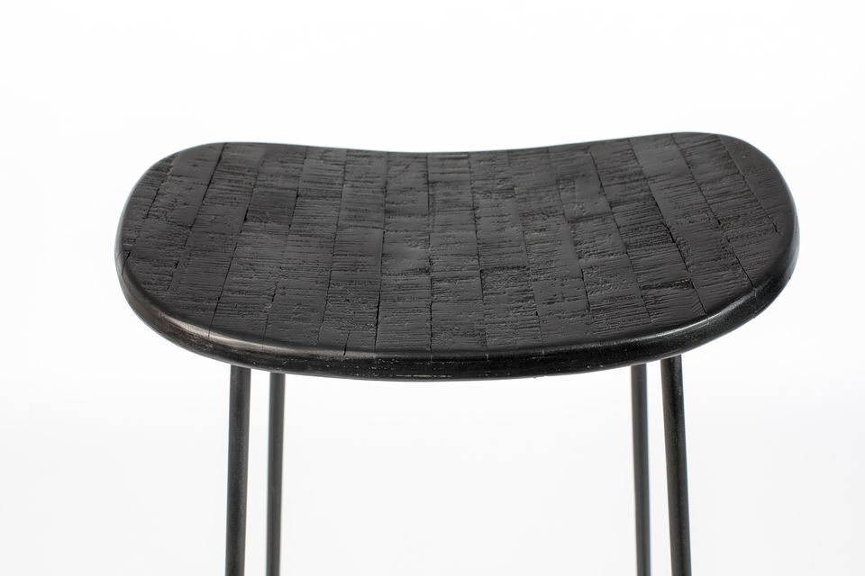 Taburete de bar Eloisse negro con respaldo H65 de boucle blanco