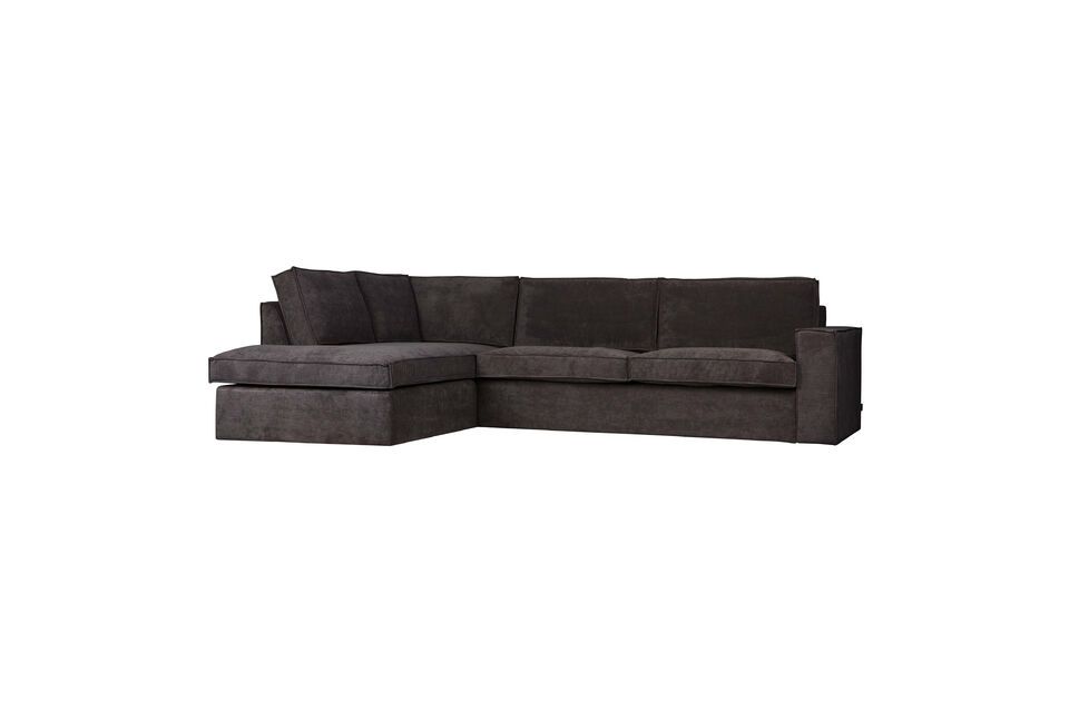 El sofá esquinero Thomas WOOD en gris oscuro es ideal para familias numerosas con mucho espacio